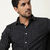 Men's Stripes Printed Casual Wear Spread Coller Black Shirt