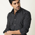 Men's Stripes Printed Casual Wear Spread Coller Black Shirt