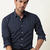 Men's stripes printed casual wear spread coller blue shirt