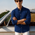 Men's Checkered Printed Spread Collar Casual Wear Blue Shirt