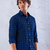 Men's Checkered Printed Spread Collar Casual Wear Blue Shirt