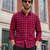 Men's Blue Checkered Designer Fashionable Red Shirt