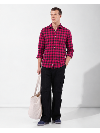 Men's Blue Checkered Designer Fashionable Red Shirt 2