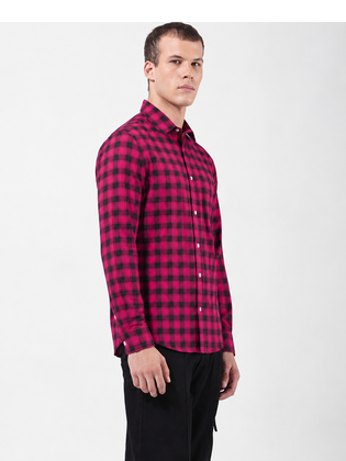 Men's Blue Checkered Designer Fashionable Red Shirt 3