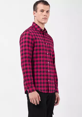 Men's Blue Checkered Designer Fashionable Red Shirt