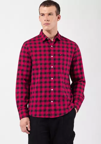 Men's Blue Checkered Designer Fashionable Red Shirt