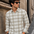 Men's Checkered Printed Spread Collar Casual Wear Brown Shirt