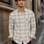 Men's Checkered Printed Spread Collar Casual Wear Brown Shirt