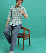 Men's Green Checkered Printed Casual Shirt
