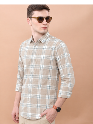 Orange Casual Printed Chaeckered Men's Shirt 2