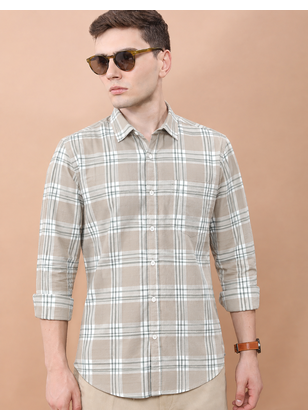 Orange Casual Printed Chaeckered Men's Shirt 4