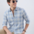 Men's Checkered Sky Blue Shirts