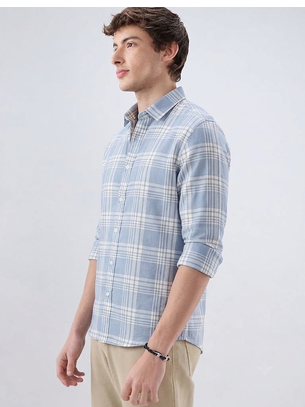 Men's Checkered Sky Blue Shirts 3