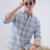 Men's Checkered Sky Blue Shirts