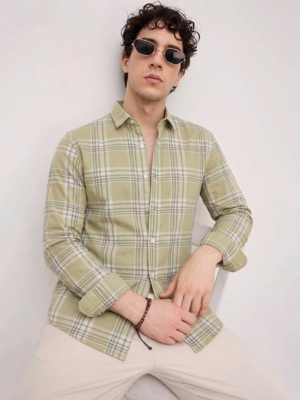 Yellow Checkered Casual Designer Men's Shirt 2