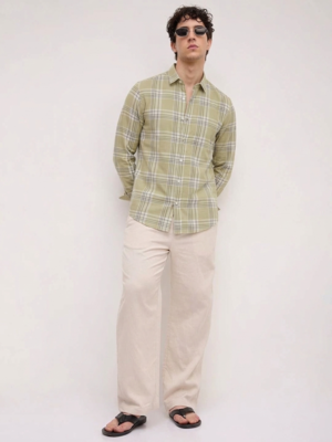 Yellow Checkered Casual Designer Men's Shirt 3