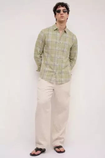 Yellow Checkered Casual Designer Men's Shirt