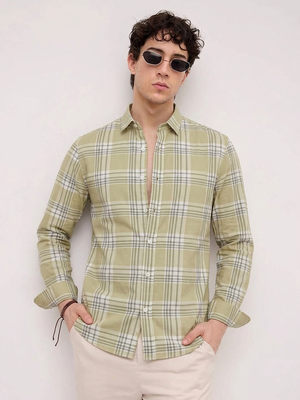 Yellow Checkered Casual Designer Men's Shirt 4