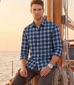 Blue Checkered Printed Casual Designer Men's Shirt