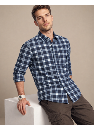 Blue Checkered Printed Casual Designer Men's Shirt 3