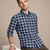 Blue Checkered Printed Casual Designer Men's Shirt
