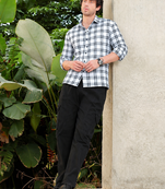 White Checkered Casual Men's Shirt