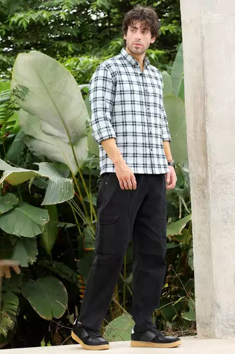 White Checkered Casual Men's Shirt