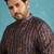Men’s violet silk blend printed kurta with trouser set – stylish ethnic wear for wedding & festive occasions