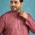 Men’s pink silk blend printed kurta with trouser set – stylish ethnic wear for wedding & festive occasions