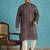 Men’s violet silk blend printed kurta with trouser set – stylish ethnic wear for wedding & festive occasions