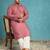 Men’s pink silk blend printed kurta with trouser set – stylish ethnic wear for wedding & festive occasions