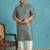 Men’s blue silk blend printed kurta with trouser set – stylish ethnic wear for wedding & festive occasions