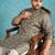Men’s olive silk blend printed kurta with trouser set – stylish ethnic wear for wedding & festive occasions