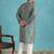 Men’s blue silk blend printed kurta with trouser set – stylish ethnic wear for wedding & festive occasions