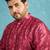Men’s purple silk blend printed kurta with trouser set – stylish ethnic wear for wedding & festive occasions