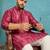 Men’s purple silk blend printed kurta with trouser set – stylish ethnic wear for wedding & festive occasions