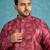 Men’s maroon silk blend printed kurta with trouser set – stylish ethnic wear for wedding & festive occasions