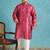 Men’s purple silk blend printed kurta with trouser set – stylish ethnic wear for wedding & festive occasions
