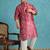 Men’s maroon silk blend printed kurta with trouser set – stylish ethnic wear for wedding & festive occasions