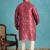 Men’s maroon silk blend printed kurta with trouser set – stylish ethnic wear for wedding & festive occasions