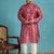 Men’s maroon silk blend printed kurta with trouser set – stylish ethnic wear for wedding & festive occasions