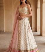 WHITE BANARASI viscose LEHENGA CHOLI WITH DUPATTA