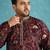 Men’s purple silk blend printed kurta with trouser set – stylish ethnic wear for wedding & festive occasions