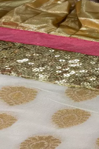 WHITE BANARASI viscose LEHENGA CHOLI WITH DUPATTA