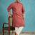Men’s red embroidered viscose rayon kurta – traditional ethnic wear for wedding & festive occasions
