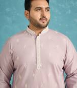Men’s lavender embroidered silk blend kurta – traditional ethnic wear for wedding & festive occasions