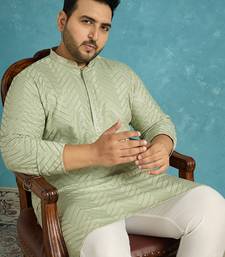 green embroidered viscose rayon kurta traditional ethnic wear for wedding & festive occasions