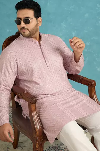 lavender embroidered viscose rayon kurta