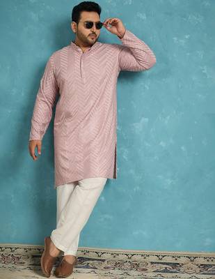 lavender embroidered viscose rayon kurta 1