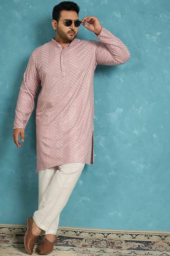 lavender embroidered viscose rayon kurta